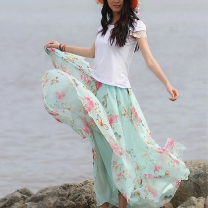 Floral Beach Weding Dancing Maxi Causal Day..
