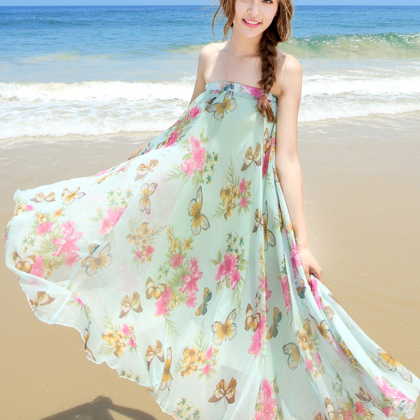 Floral Beach Weding Dancing Maxi Causal Day..