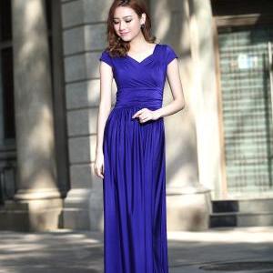 Cap Sleeve Long Formal Prom Dresses Party Bridesmaid Evening Gowns ...