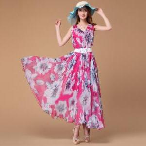 Summer Lily Floral Long Beach Maxi Dress..