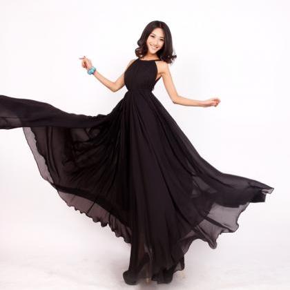 Black Formal Long Evening Prom Party Dress..