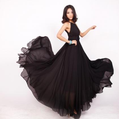 Black Formal Long Evening Prom Party Dress..