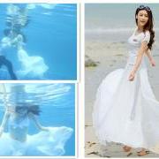 White Long Chiffon Skirt Maxi Skirt Ladies Silk Chiffon Dress Plus Sizes Sundress Beach Skirt