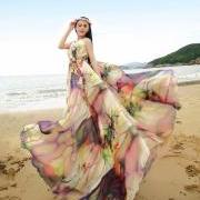 Boho Floral Long Beach Maxi Dress Lightweight Sundress Plus Size Summer Dress Holiday Beach Dress Bridesmaid dress Long Prom Dress
