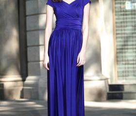 Cap Sleeve Long Formal Prom Dresses Party Bridesmaid Evening Gowns ...