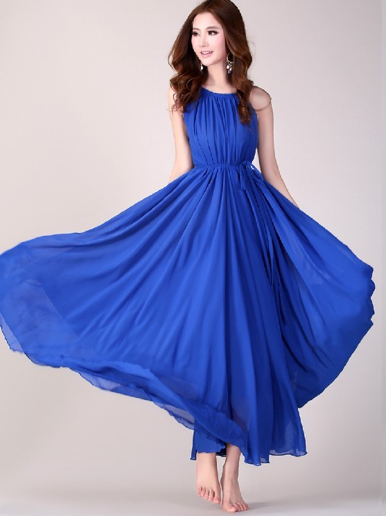 Royal Blue Long Evening Wedding Party Dress Lightweight Sundress Plus