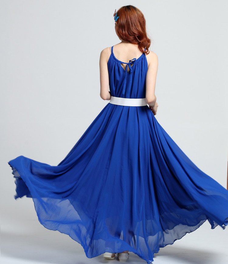 Royal Blue Long Evening Wedding Party Dress Lightweight Sundress Plus ...