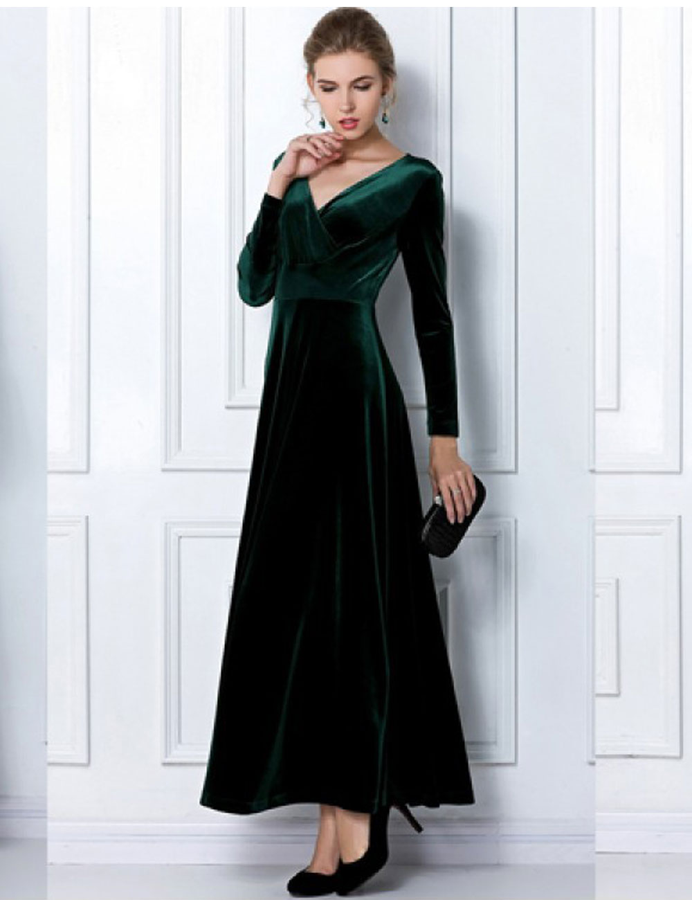Emerald Green Velvet Dress Long Party Formal Evening Maxi Dress ...