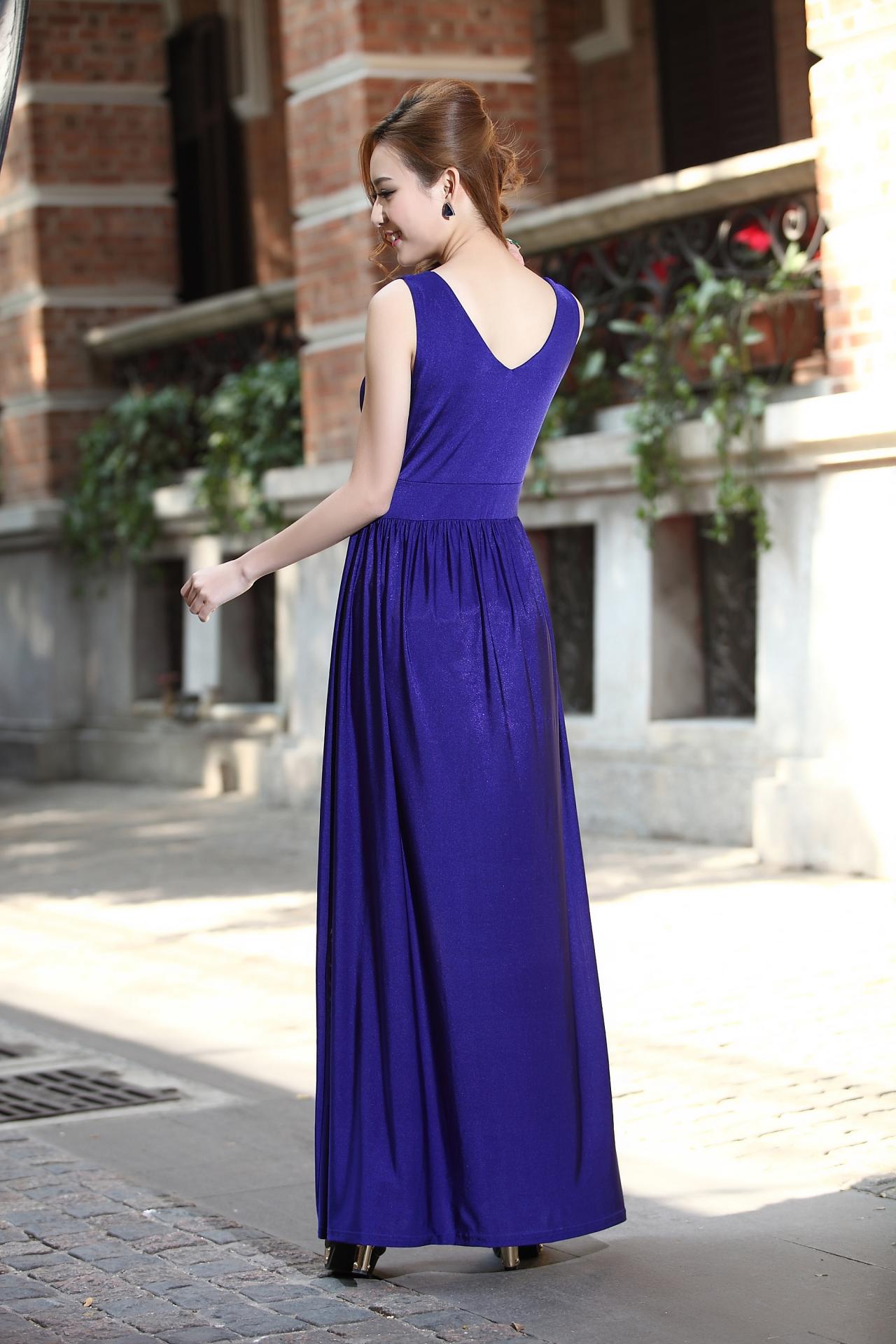 Royal Blue Formal Cocktail Bead Prom Party Evening Maxi Dress ...