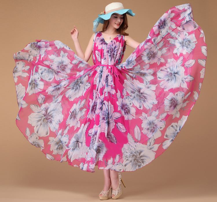 Summer Lily Floral Long Beach Maxi Dress Lightweight Sundress Plus Size Summer Dress Holiday Beach Dress Bridesmaid Dress Long Prom Dress