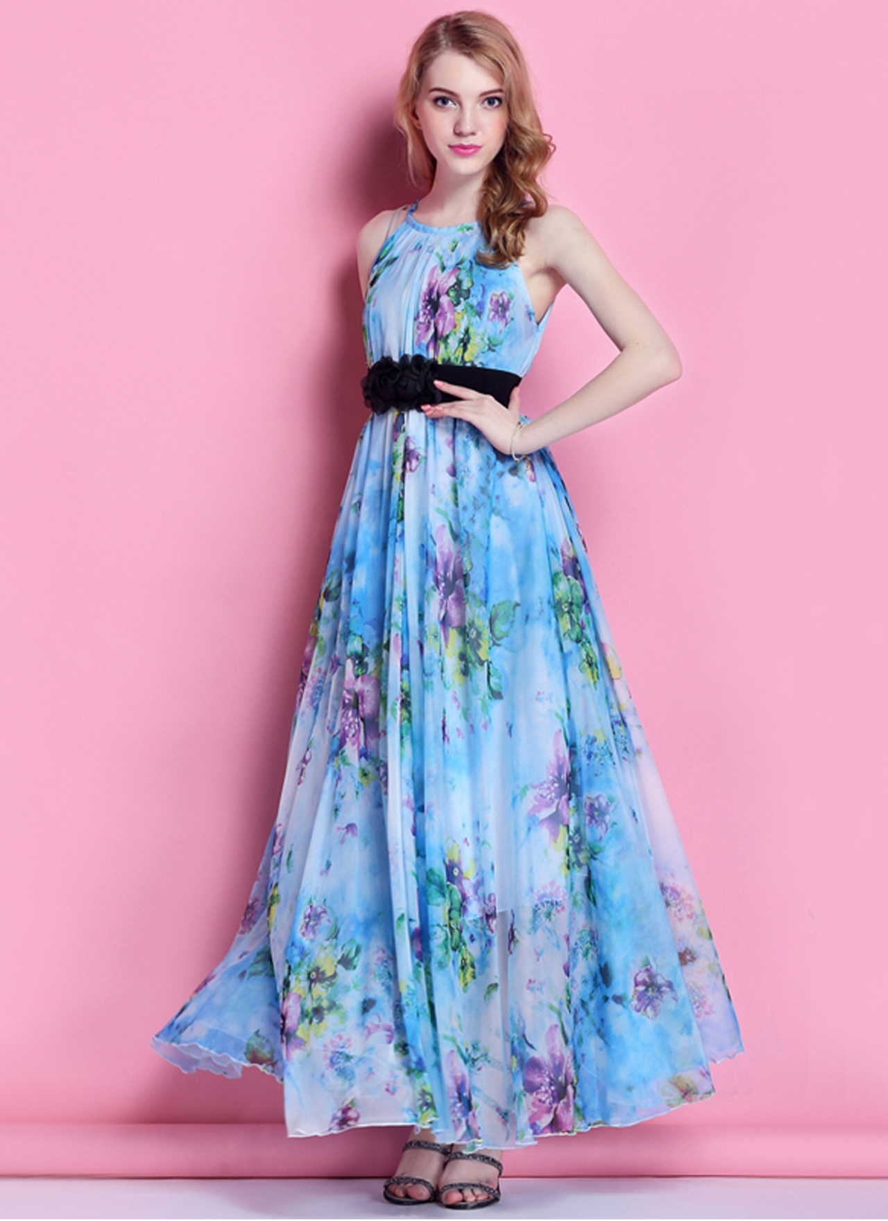 Boho Floral Long Beach Maxi Dress Lightweight Sundress Plus Size Summer
