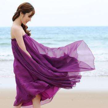 Purple Long Chiffon Skirt ..